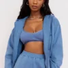 Storm Azure katoenen fleece-back Hoodie met ritssluiting