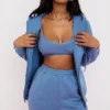 Storm Azure katoenen fleece-back Hoodie met ritssluiting