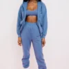 Storm Azure katoenen fleece-back Hoodie met ritssluiting
