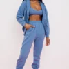 Storm Azure katoenen fleece-back Hoodie met ritssluiting