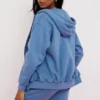 Storm Azure katoenen fleece-back Hoodie met ritssluiting