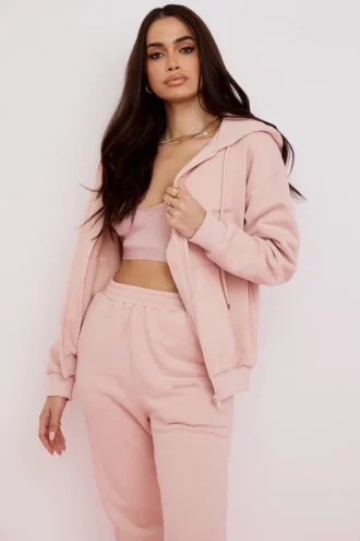 Storm Blush katoenen Hoodie met fleece binnenkant en ritssluiting