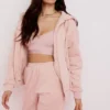 Storm Blush katoenen Hoodie met fleece binnenkant en ritssluiting