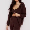 Storm Chocolate katoenen fleece Hoodie met ritssluiting