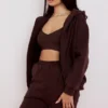 Storm Chocolate katoenen fleece Hoodie met ritssluiting