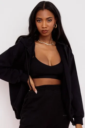 Storm Ink katoenen Hoodie met fleece binnenkant en ritssluiting