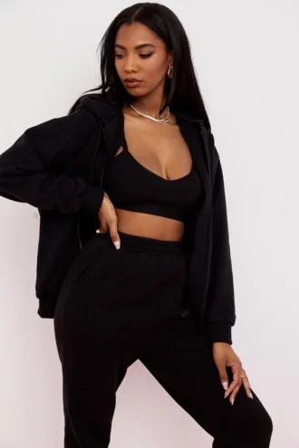 Storm Ink katoenen Hoodie met fleece binnenkant en ritssluiting