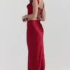 Sydel Ruby satijnen maxi-rok met schuine snit