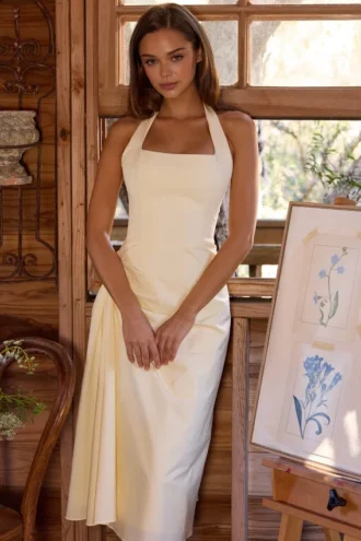 Tallulah Lemon halternek katoenen midi-jurk