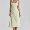 Tallulah Matcha Green katoenen halternek midi-jurk