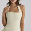 Tallulah Matcha Green katoenen halternek midi-jurk