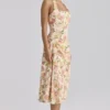 Tallulah Warm Rose Print Halter Neck Katoenen Midi-jurk