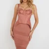 Talya Antique Rose Korsetten-Jurken Midi-jurk