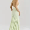 Tamara Pistache Georgette Gedrapeerde Midi-jurk