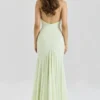 Tamara Pistache Georgette Gedrapeerde Midi-jurk