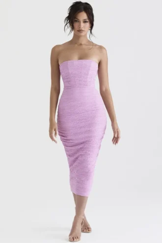 Tana roze strapless korset midi-jurk