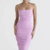 Tana roze strapless korset midi-jurk