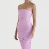 Tana roze strapless korset midi-jurk