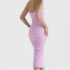 Tana roze strapless korset midi-jurk