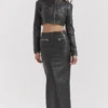 Tana zwarte veganistische leren maxi-rok