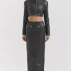 Tana zwarte veganistische leren maxi-rok
