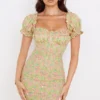 Tanaya Vintage mini-jurk met bloemenprint en pofmouwen