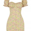 Tanaya Vintage mini-jurk met bloemenprint en pofmouwen