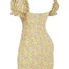 Tanaya Vintage mini-jurk met bloemenprint en pofmouwen
