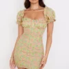 Tanaya Vintage mini-jurk met bloemenprint en pofmouwen