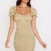 Tanaya Vintage mini-jurk met bloemenprint en pofmouwen