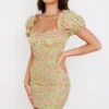 Tanaya Vintage mini-jurk met bloemenprint en pofmouwen