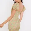 Tanaya Vintage mini-jurk met bloemenprint en pofmouwen