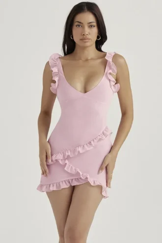 Tania Pink Quartz Ruffle Mini Jurk