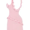 Tania Pink Quartz Ruffle Mini Jurk