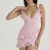 Tania Pink Quartz Ruffle Mini Jurk