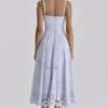 Tatiana Bluebell Lace + Cotton Broderie Anglais Midi Zomerjurk