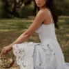 Tatiana Bluebell Lace + Cotton Broderie Anglais Midi Zomerjurk