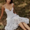 Tatiana Bluebell Lace + Cotton Broderie Anglais Midi Zomerjurk