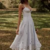 Tatiana Bluebell Lace + Cotton Broderie Anglais Midi Zomerjurk