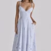 Tatiana Bluebell Lace + Cotton Broderie Anglais Midi Zomerjurk