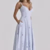 Tatiana Bluebell Lace + Cotton Broderie Anglais Midi Zomerjurk