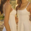 Tatiana witte katoenen midi-zomerjurk met broderie anglaise