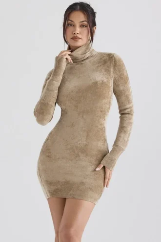 Taya Fawn Chenille mini-jurk