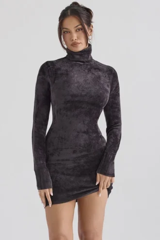 Taya Mini-jurk van chenille in antraciet