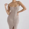 Teva beige midi-jurk van kasjmierbreisel