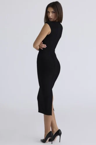 The Icon zwarte bandage midi-jurk
