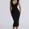 The Icon zwarte bandage midi-jurk