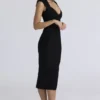 The Icon zwarte bandage midi-jurk