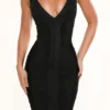 The Icon zwarte bandage midi-jurk