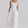 Thea witte voile + broderie anglaise maxi-jurk